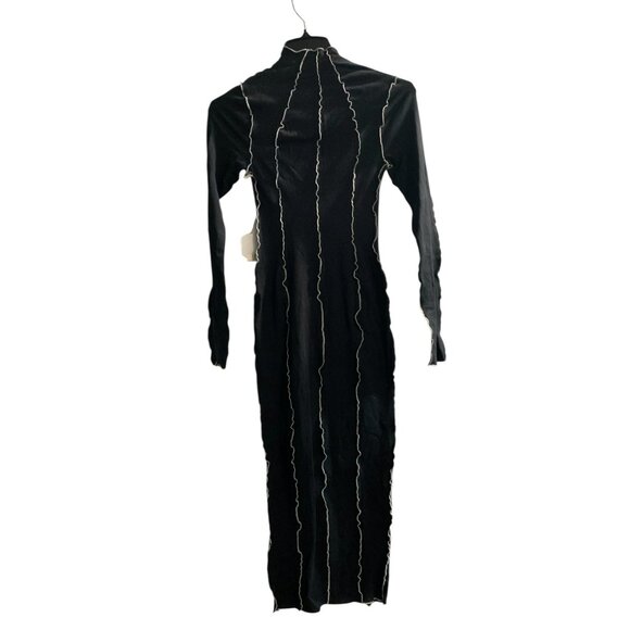 Good American Lettuce Edge Long Sleeve Midi Dress Fitted Knit Size 0 NWT - Picture 8 of 11